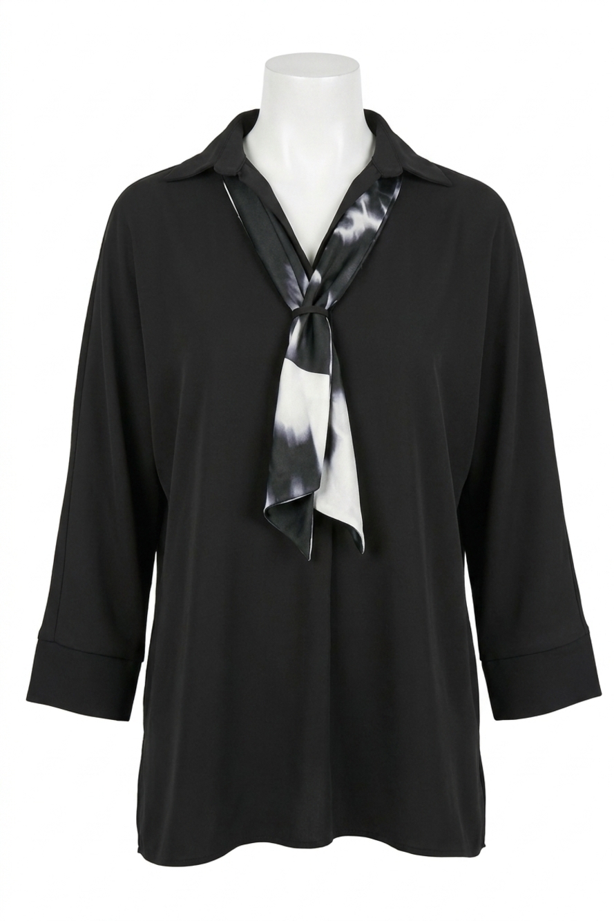NEW JOSEPH RIBKOFF printed scarf boxy top in black/winter white